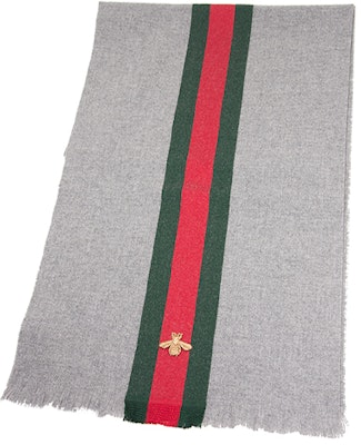 GUCCI Grey Wool Scarf with Web and Bee Design 475513-4G487-146 Lookbook GUCCI Grey Wool Scarf with Web and Bee Design 475513-4G487-146