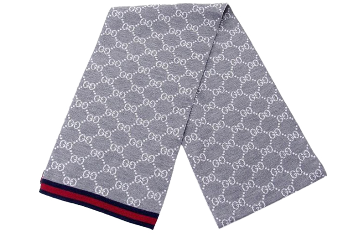GUCCI Grey Woolen Business Scarf for Unisex Couples 325806-3G206-1263