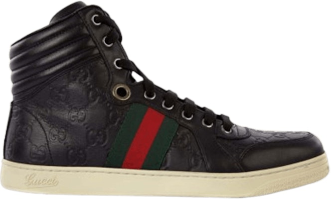 Gucci Guccissima Web Leather Hi Top 'Black' 221825-A9L90-1072 Buy Gucci Guccissima Web Leather Hi Top 'Black' 221825-A9L90-1072