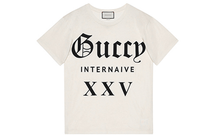 Buy Gucci Guccy Logo Print Crewneck Oversized T-Shirt Unisex Off-White 492347X3P077561