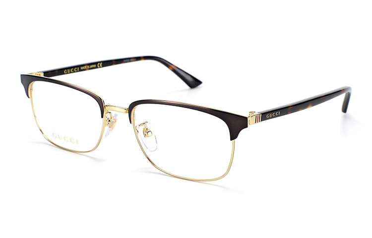GUCCI Half-frame Square Tortoiseshell Optical Glasses Unisex GG0131O-002