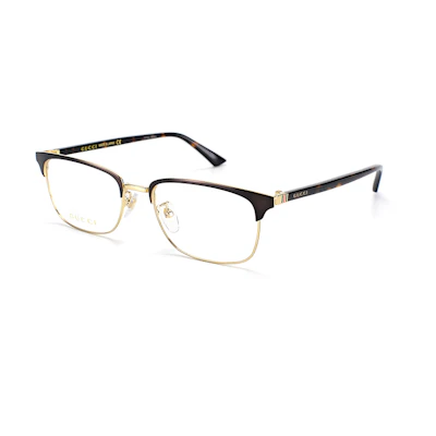 GUCCI Half-frame Square Tortoiseshell Optical Glasses Unisex GG0131O-002