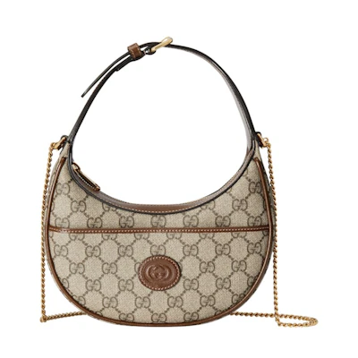Gucci Half-Moon Shaped Bag Mini GG Supreme Beige/Ebony