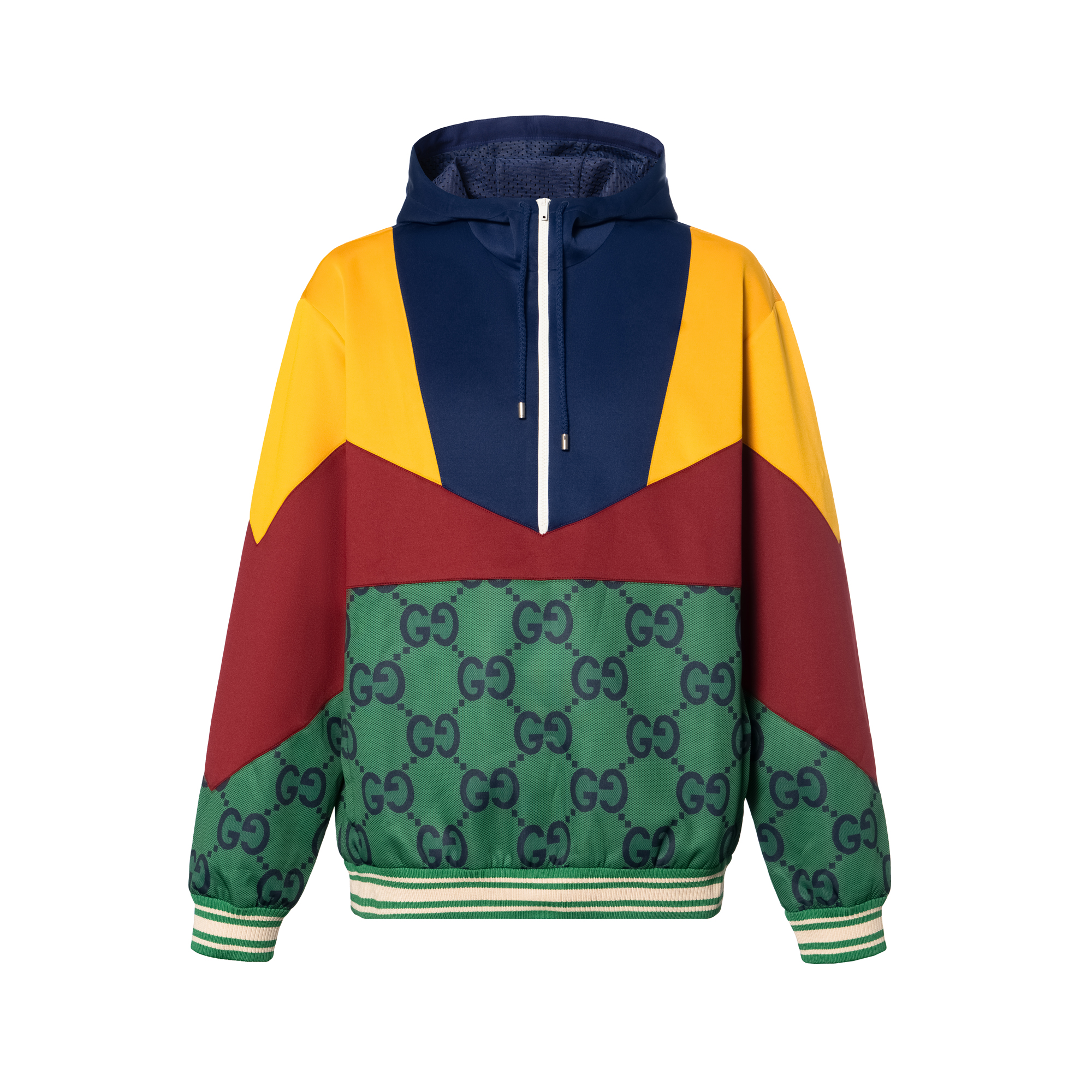 Gucci Half-Zip Pullover Sweatshirt with Logo Print Patchwork Design 703307-XJD9V-3665
