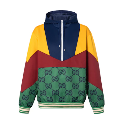 Gucci Half-Zip Pullover Sweatshirt with Logo Print Patchwork Design 703307-XJD9V-3665