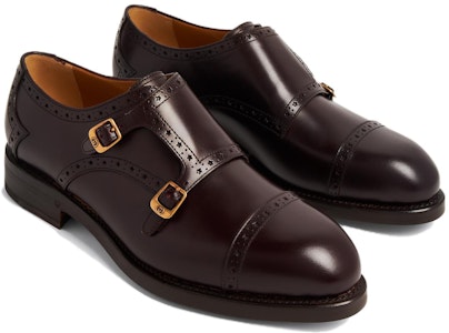 GUCCI古馳 皮革 圓頭搭扣 正裝皮鞋 男款 酒紅色 Lookbook GUCCI古馳 皮革 圓頭搭扣 正裝皮鞋 男款 酒紅色