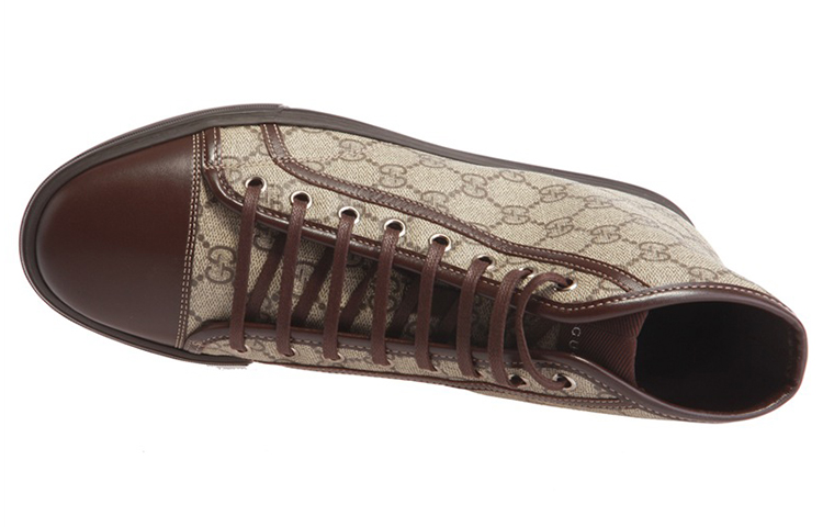 Shop Gucci 高帮系带“双G图案 棕色米色” 295383-KHN20-9795