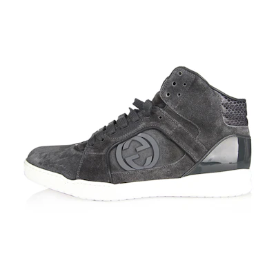Gucci High-Top Leather Sneaker 'Black Grey'