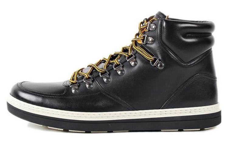 Buy 古驰黑色皮革高帮运动鞋 368496-B66Y0-1000