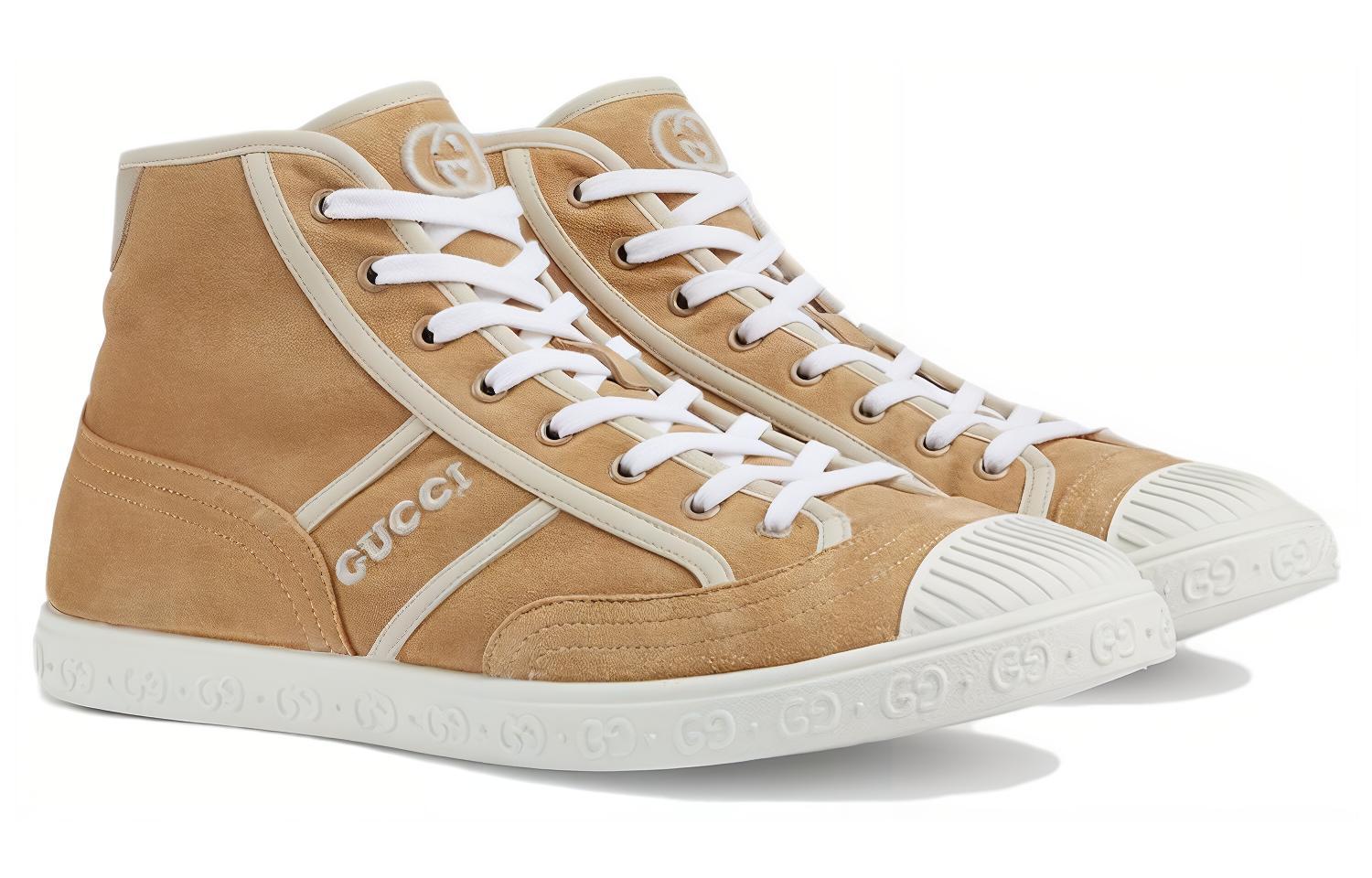 Order Sneakers Tinggi Gucci 'Suede Coklat Muda' 759064-AACN0-9546