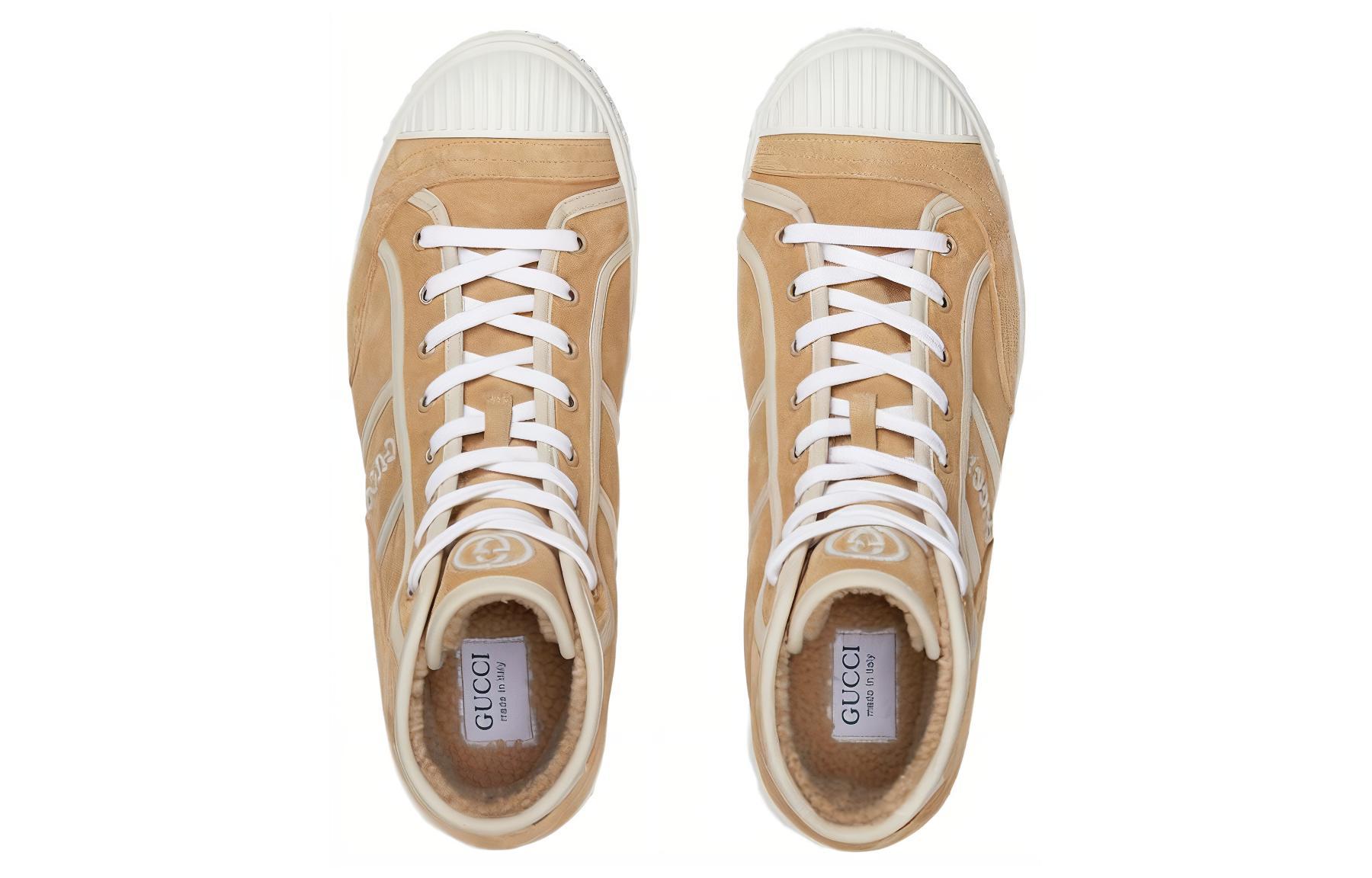 Lookbook Sneakers Tinggi Gucci 'Suede Coklat Muda' 759064-AACN0-9546