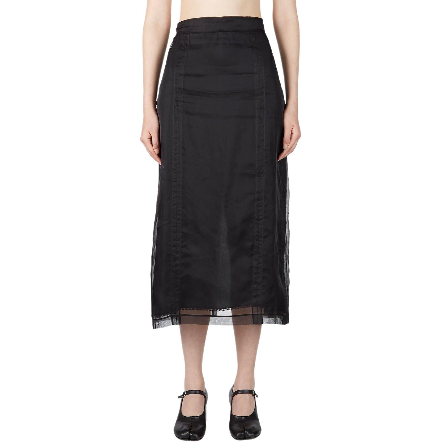 Shop 구찌 하이웨이스트 블랙 미디 일자 스커트 705909-ZHS22-1000