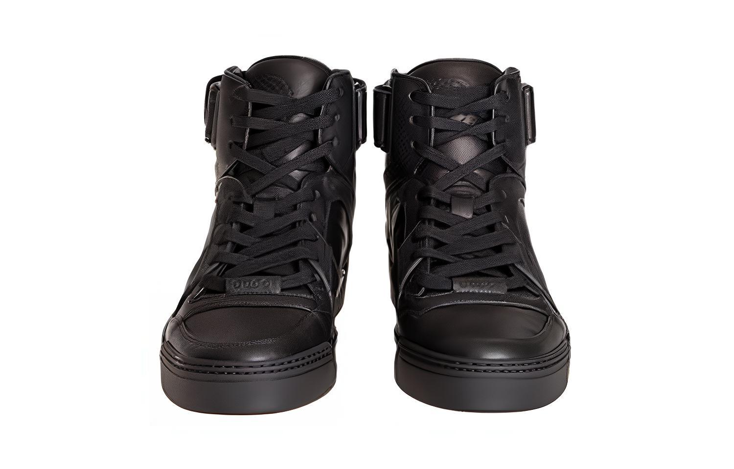 Gucci High Top Logo Velcro Strap Sneaker 'Black' 圖 3