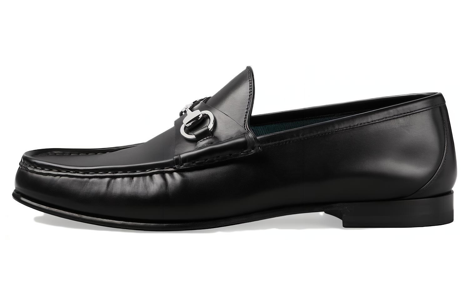 Buy 古驰1953马衔扣黑皮乐福鞋 757769-AACFG-1000