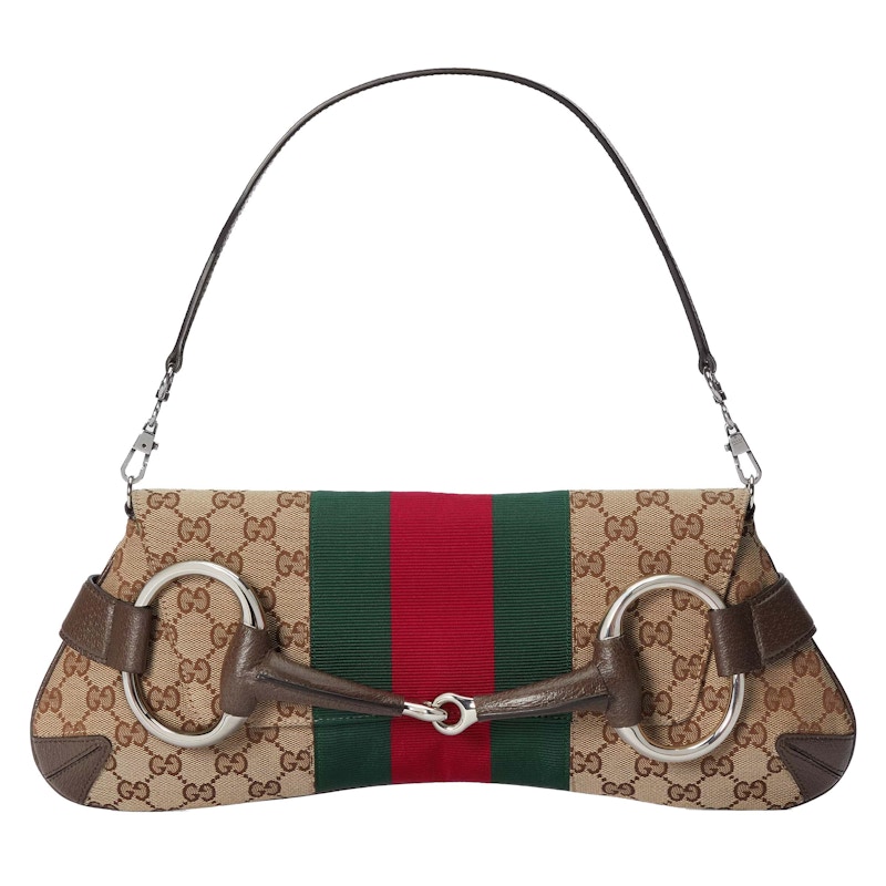 Gucci Horsebit Chain Medium Shoulder Bag Beige/Ebony