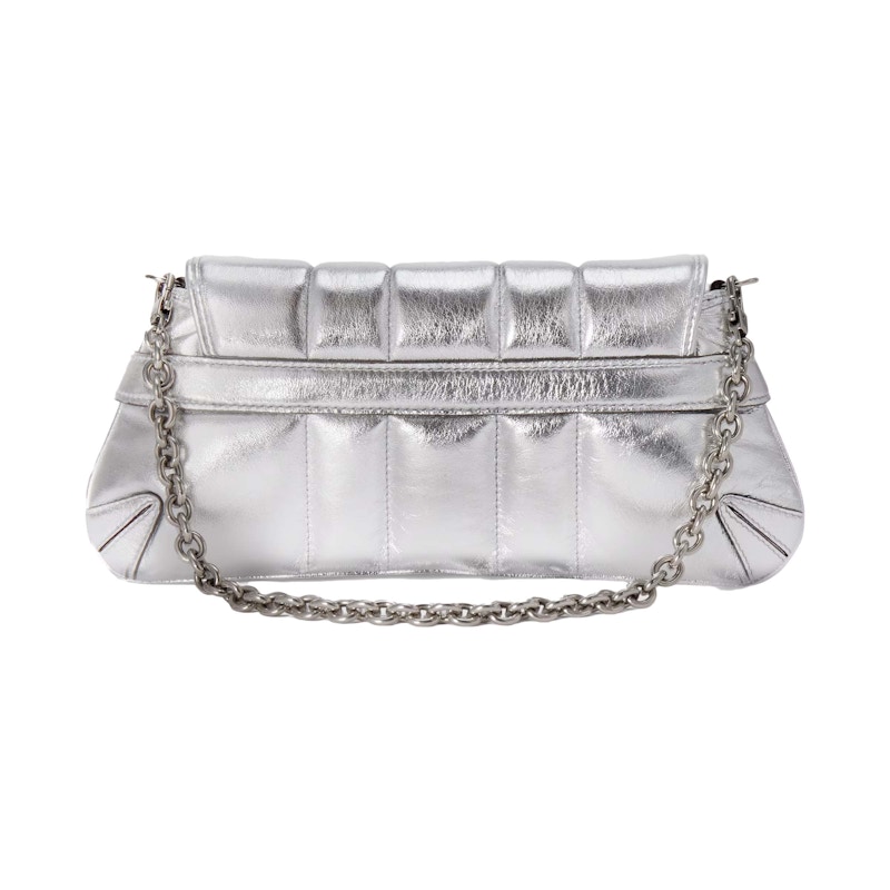 Order Beg Gucci Kecil Bahu Rantai Horsebit Perak Metalik