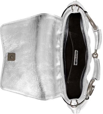 Beg Gucci Kecil Bahu Rantai Horsebit Perak Metalik Lookbook Beg Gucci Kecil Bahu Rantai Horsebit Perak Metalik