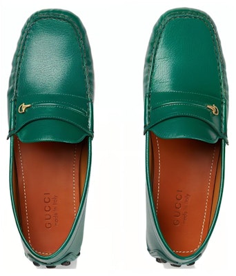 GUCCI古馳 皮革 舒適休閒 豆豆鞋 男款 綠色 Lookbook GUCCI古馳 皮革 舒適休閒 豆豆鞋 男款 綠色
