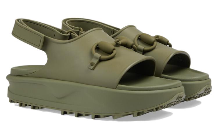 Lookbook Gucci Sandal Platform Hijau dengan Logo G Terkait 747752-JAAC9-3300
