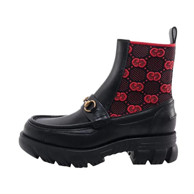 Gucci Horsebit GG Jersey Boot 'Black Red'