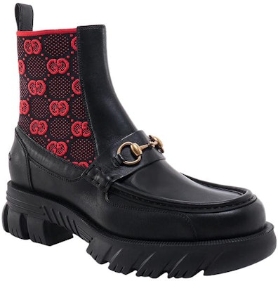 Gucci Horsebit GG Jersey Boot 'Hitam Merah' 718708-AAA4Y-1071 Lookbook Gucci Horsebit GG Jersey Boot 'Hitam Merah' 718708-AAA4Y-1071