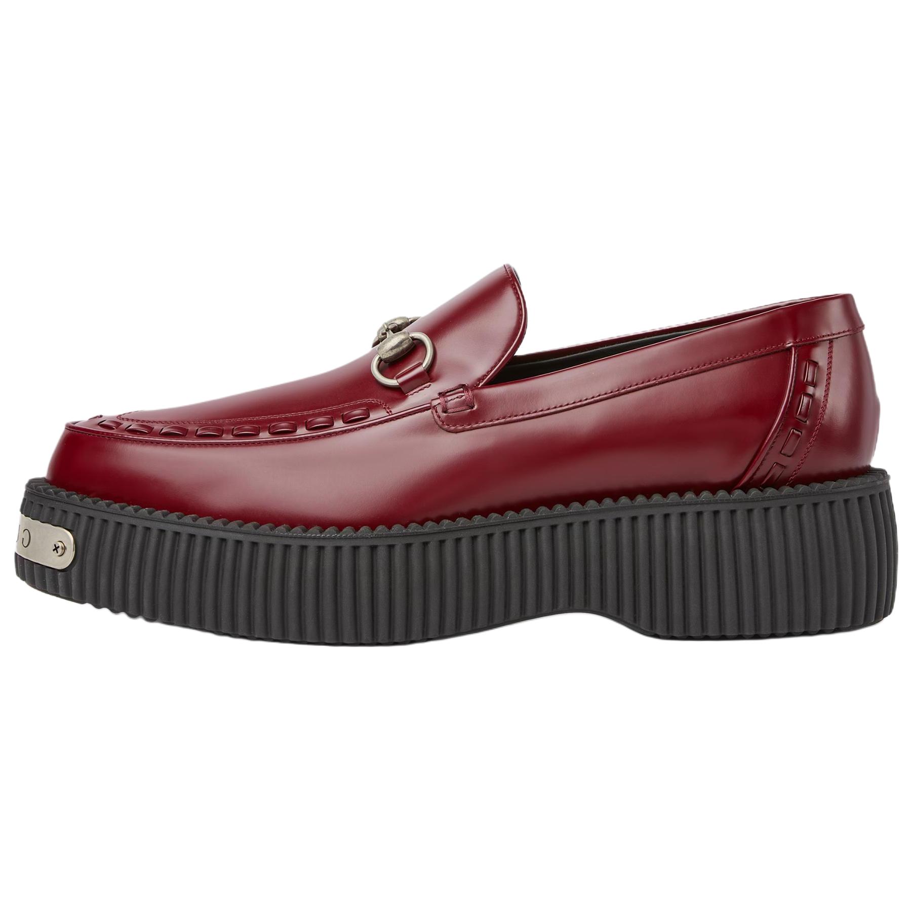GUCCI Horsebit Leather Platform Loafers 5.3cm Red 797095 AAD30 6207