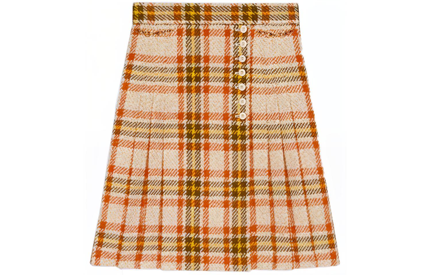 GUCCI Horsebit Plaid Wool A-Line Mini Skirt Multicolor 643331-ZAF2U-9844