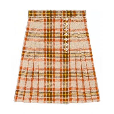 GUCCI Horsebit Plaid Wool A-Line Mini Skirt Multicolor 643331-ZAF2U-9844