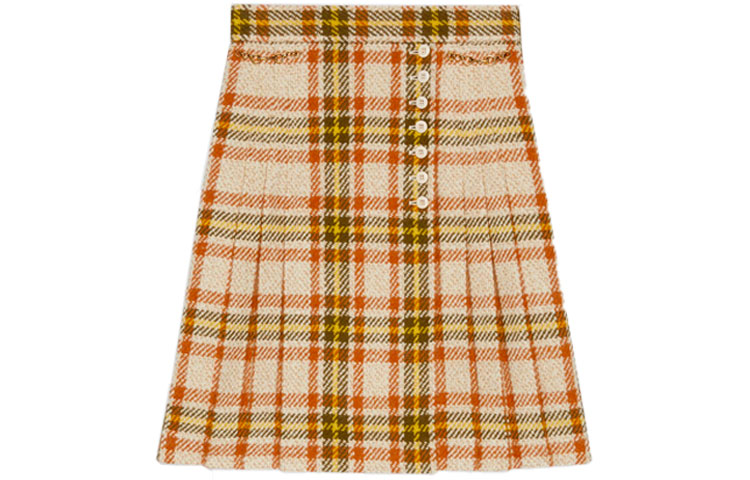 Order GUCCI Horsebit Plaid Wool A-Line Mini Skirt Pelbagai Warna 643331-ZAF2U-9844