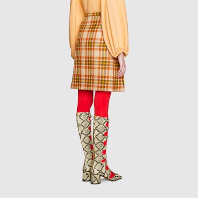GUCCI Horsebit Plaid Wool A-Line Mini Skirt Pelbagai Warna 643331-ZAF2U-9844 Shop GUCCI Horsebit Plaid Wool A-Line Mini Skirt Pelbagai Warna 643331-ZAF2U-9844