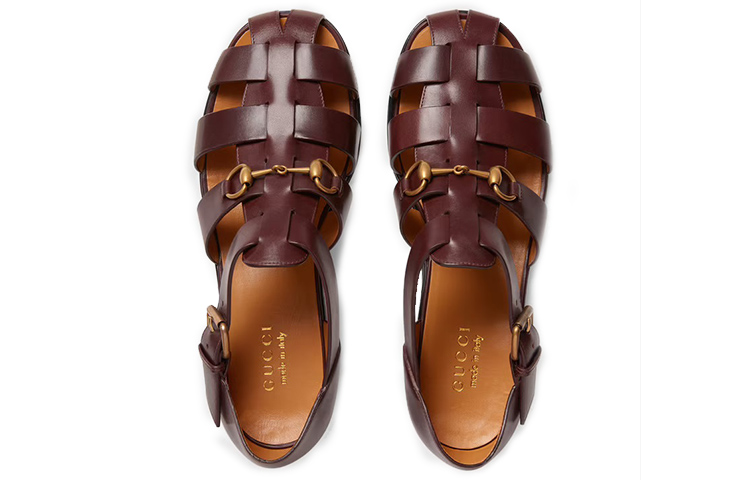 Shop Gucci Horsebit Sandal 'Burgundy'