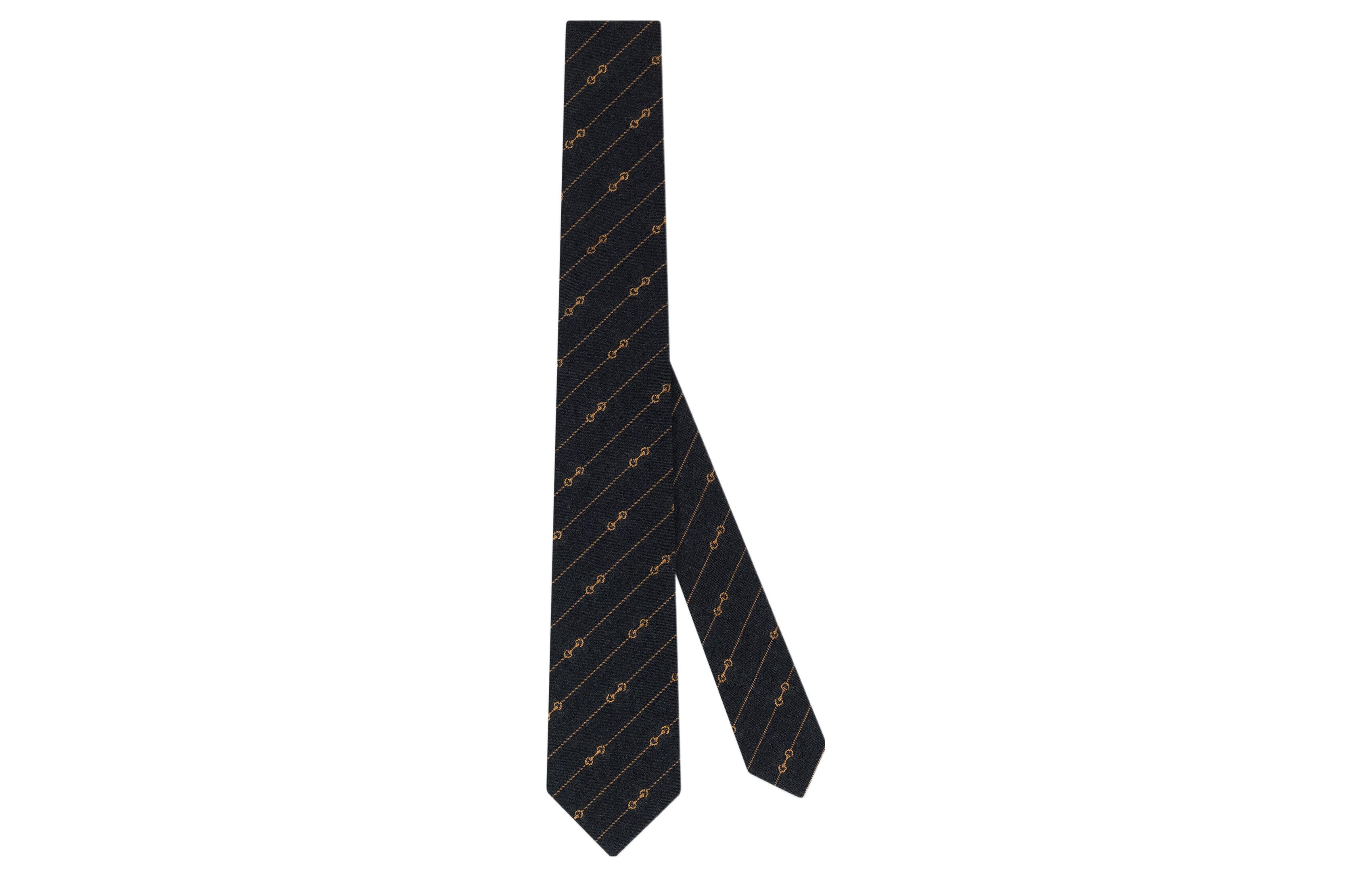 GUCCI Horsebit Striped Black Tie for Men - Stylish and Minimalist 721000-4EAAI-1179
