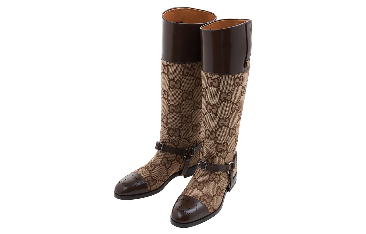Lookbook GUCCI古馳 馬具飾長筒靴 男款 米棕色