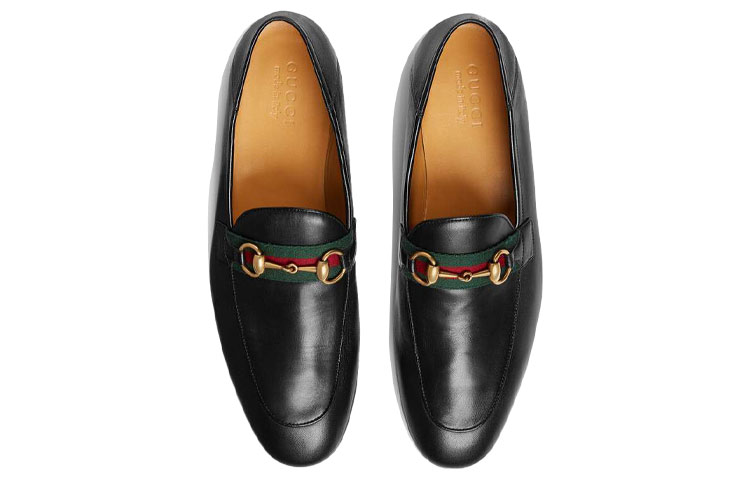 Purchase (W) Gucci Horsebit Loafer dengan Web 'Kulit Hitam' 581513-DLCC0-1078