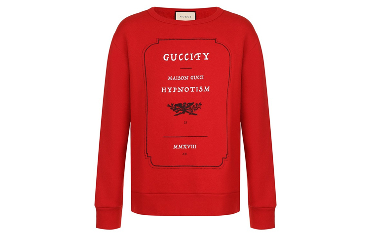 Gucci Hypnotism Letter Print Red Crewneck Sweatshirt - 475532-X3N46-6527