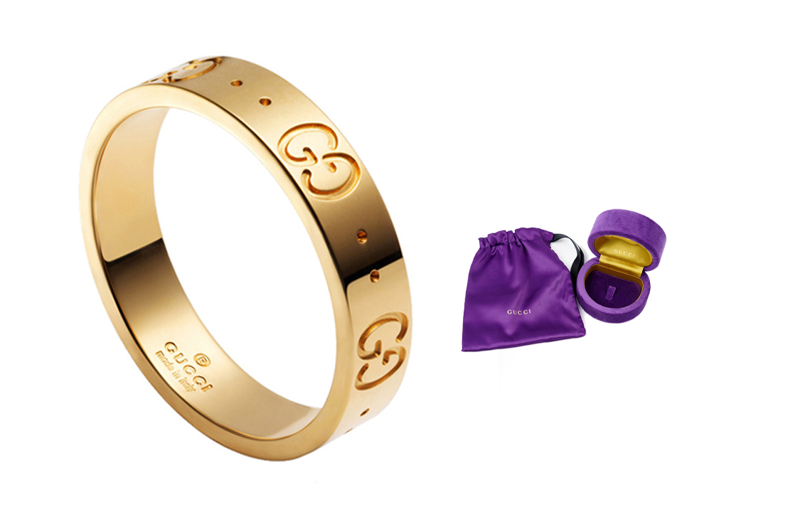 Order 구찌 아이콘 좁은 18K 골드 반지 유니섹스 660070-J8500-8000