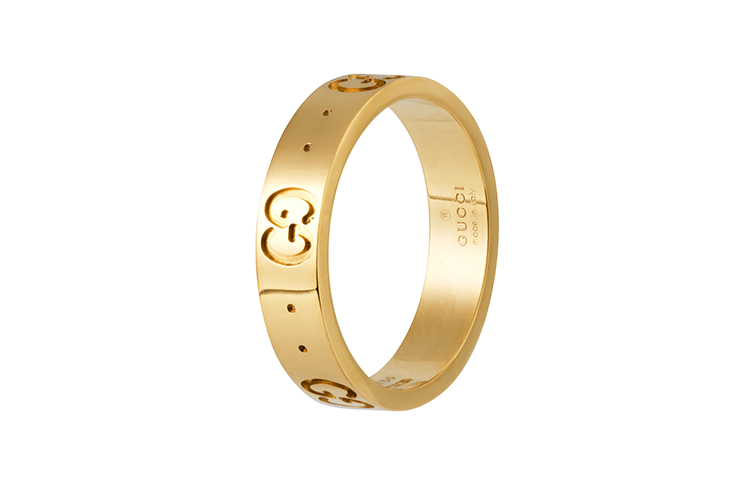 Sizing 구찌 아이콘 좁은 18K 골드 반지 유니섹스 660070-J8500-8000