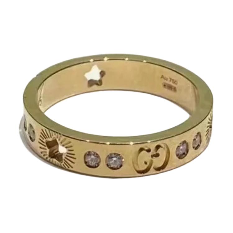 GUCCI Icon Series 18K Gold Ring with Star Diamond for Couples Unisex. 662057-J8540-8000 圖 3