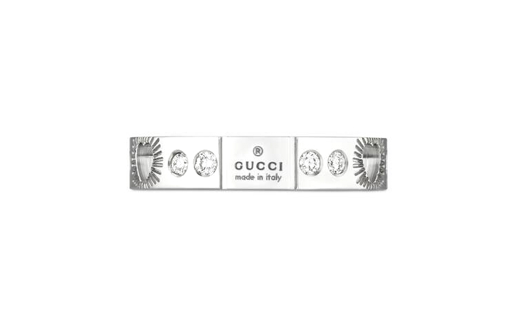 GUCCI Icon Series 18K White Gold Diamond Heart Ring Unisex Couple Style Gold. 662055-J8568-9066 圖 6