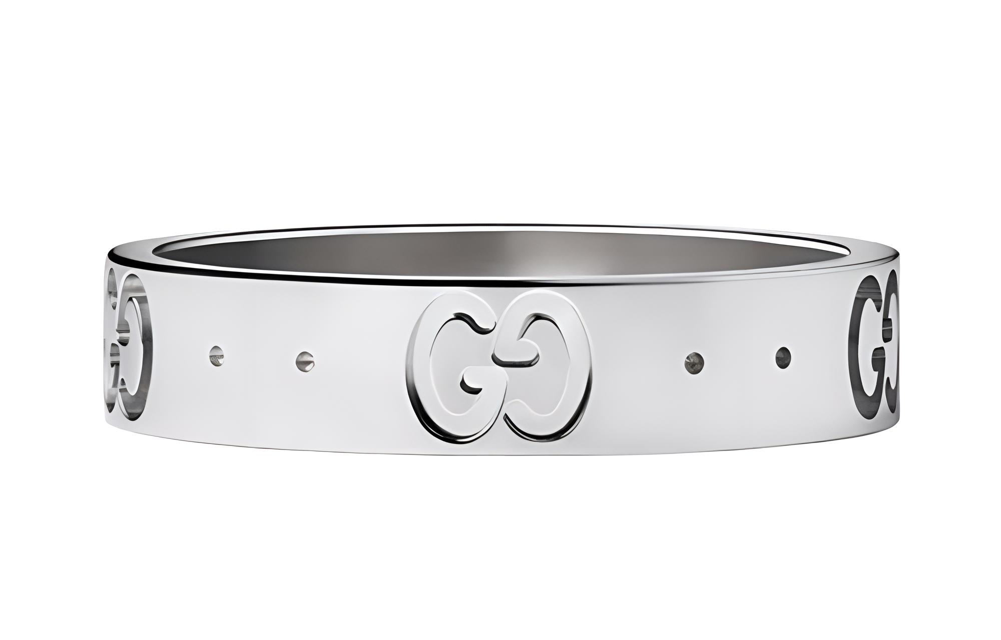 GUCCI Icon Series 18K White Gold Ring Unisex Couple's Design. 660070-J8502-9000