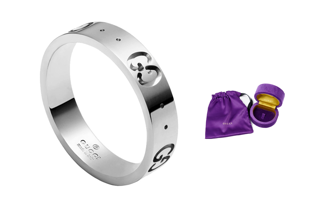 Order Anillo GUCCI Icon Series Oro Blanco 18K Diseño Unisex para Parejas. 660070-J8502-9000