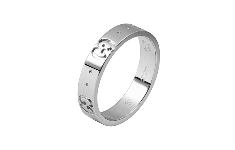 Sizing Anillo GUCCI Icon Series Oro Blanco 18K Diseño Unisex para Parejas. 660070-J8502-9000