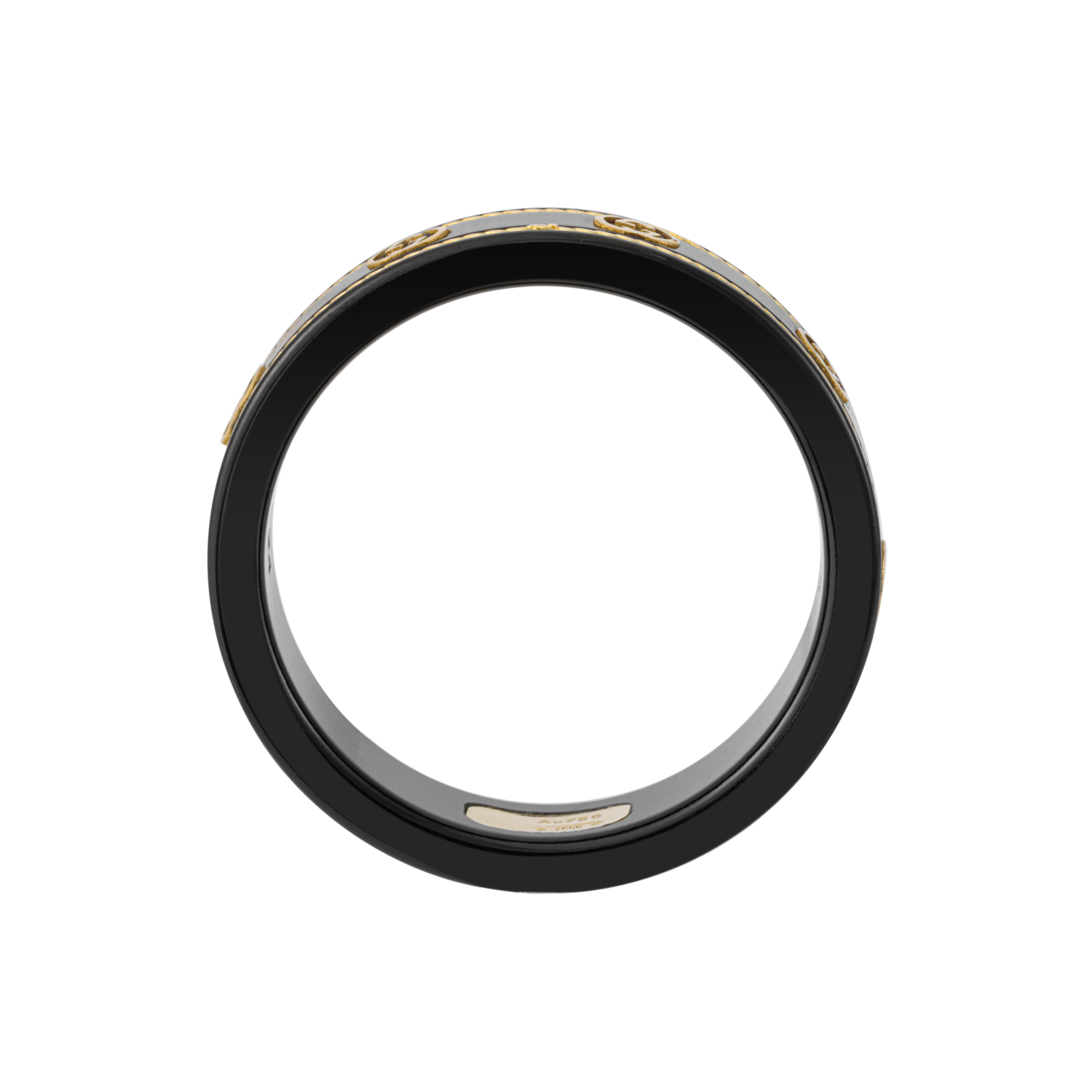 Shop GUCCI Cincin Emas 18k Hitam Double G Ikonik Unisex Pasangan 606826-I0H11-8029