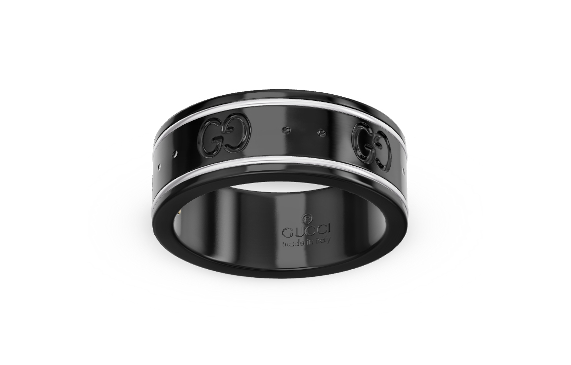 Purchase GUCCI Icon系列窄版18K白金黑色戒指 男款 225985-I19A1-8061