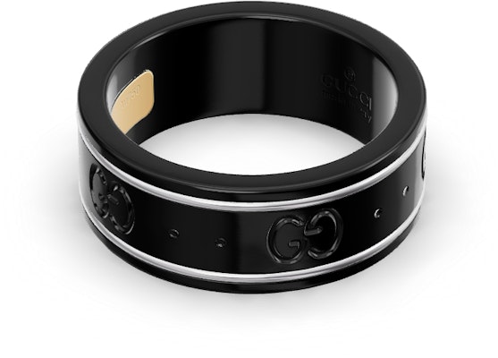GUCCI Icon系列窄版18K白金黑色戒指 男款 225985-I19A1-8061 Details for GUCCI Icon系列窄版18K白金黑色戒指 男款 225985-I19A1-8061