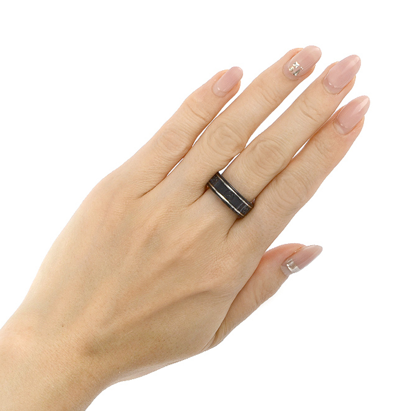 Sizing GUCCI Icon系列窄版18K白金黑色戒指 男款 225985-I19A1-8061