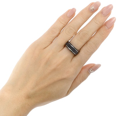 GUCCI Icon系列窄版18K白金黑色戒指 男款 225985-I19A1-8061 Sizing GUCCI Icon系列窄版18K白金黑色戒指 男款 225985-I19A1-8061