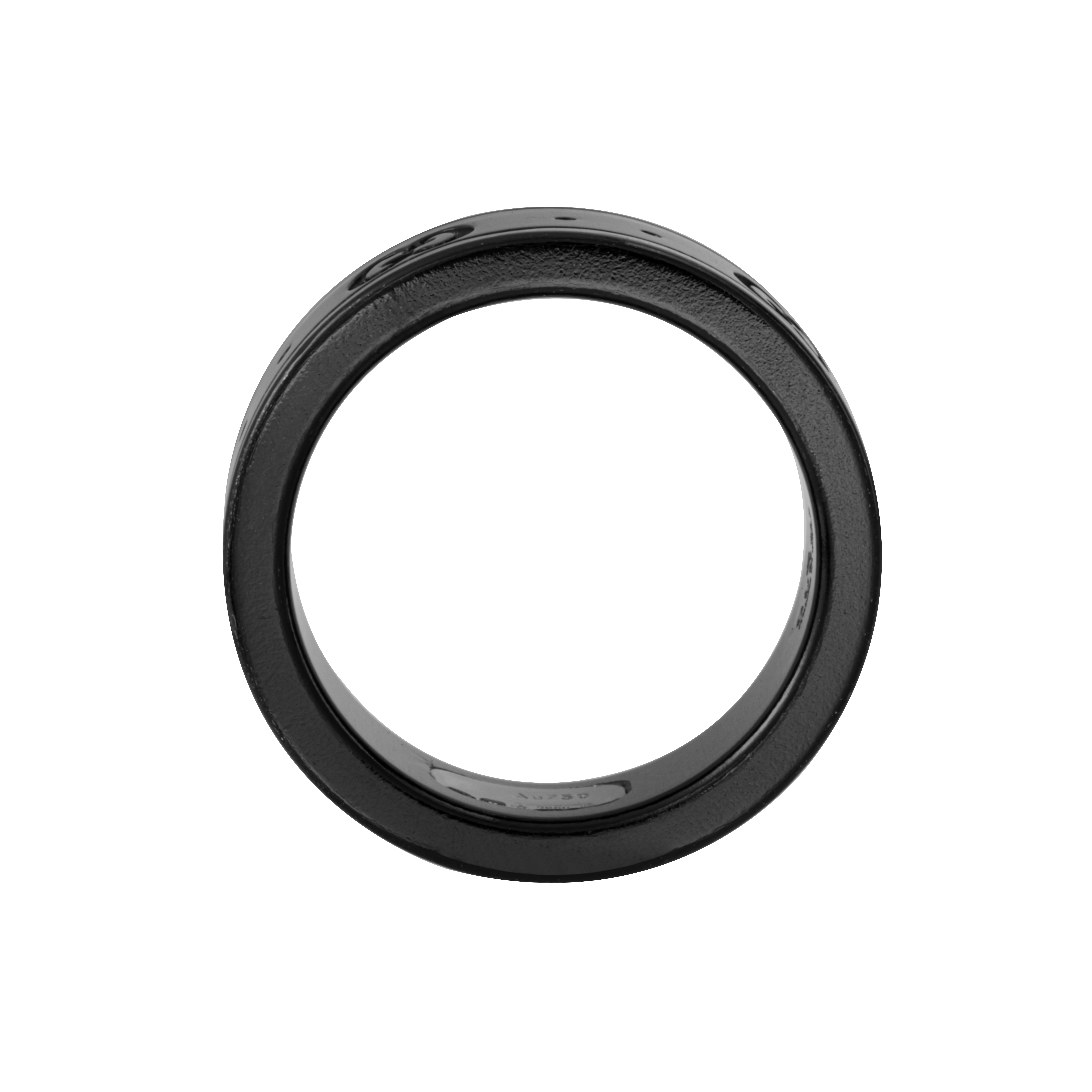 Shop GUCCI Icon系列窄版雙G 18K白金戒指 情侶對戒男女款 黑色戒指 225985-l19A1-8061