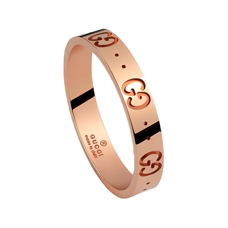 GUCCI Icon Slim Black Stripe 18K Rose Gold Ring Unisex 152045-J8500-5702 圖 4