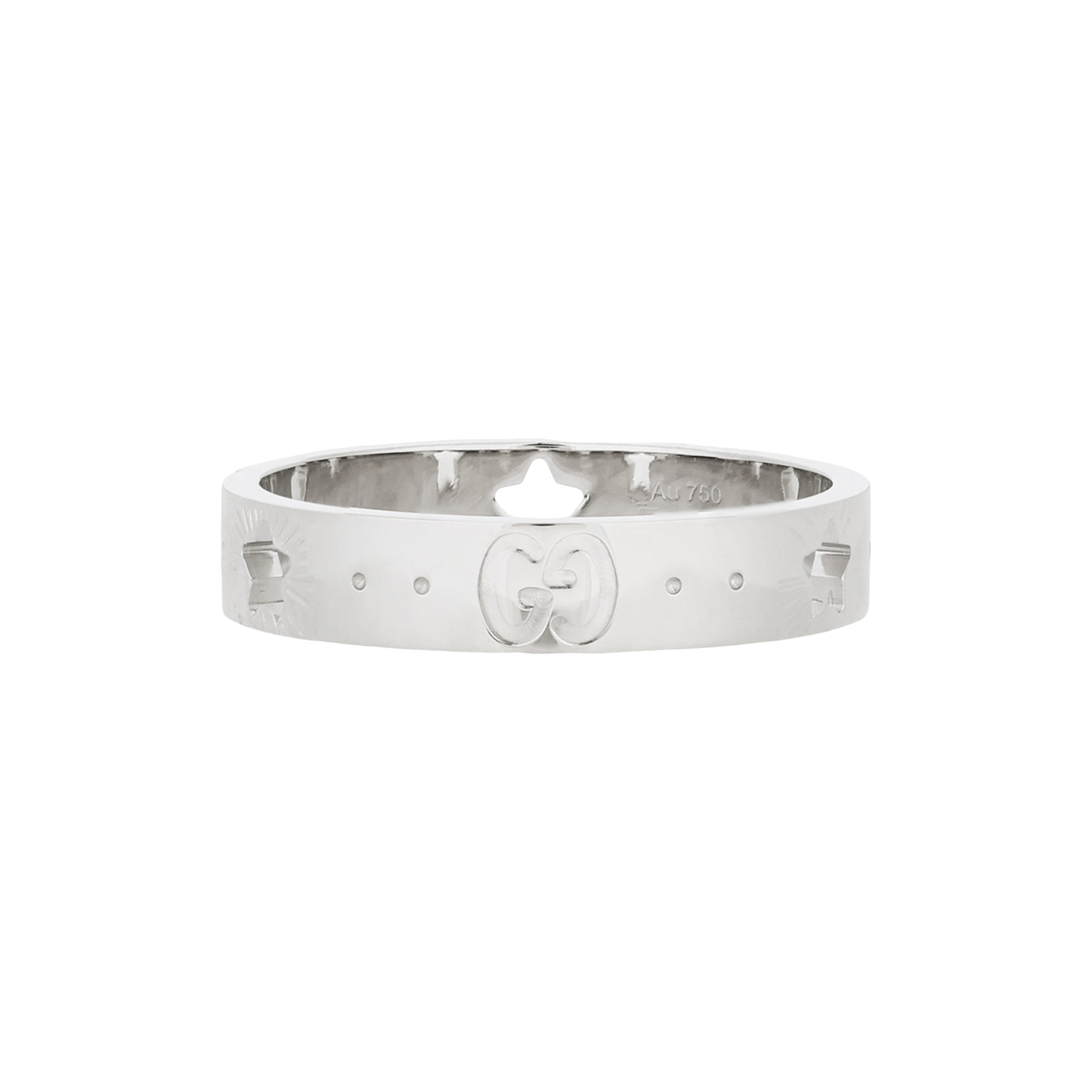 GUCCI Icon Star Ring 18K White Gold Unisex Classic 18K Gold Jewelry 607339-J8502-9000